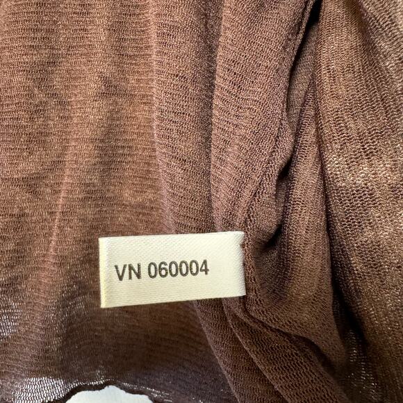 Vintage Y2K 90s Style NY&Co Ruched Mesh Top Brown Medallion Pattern Women's XL - Picture 9 of 14